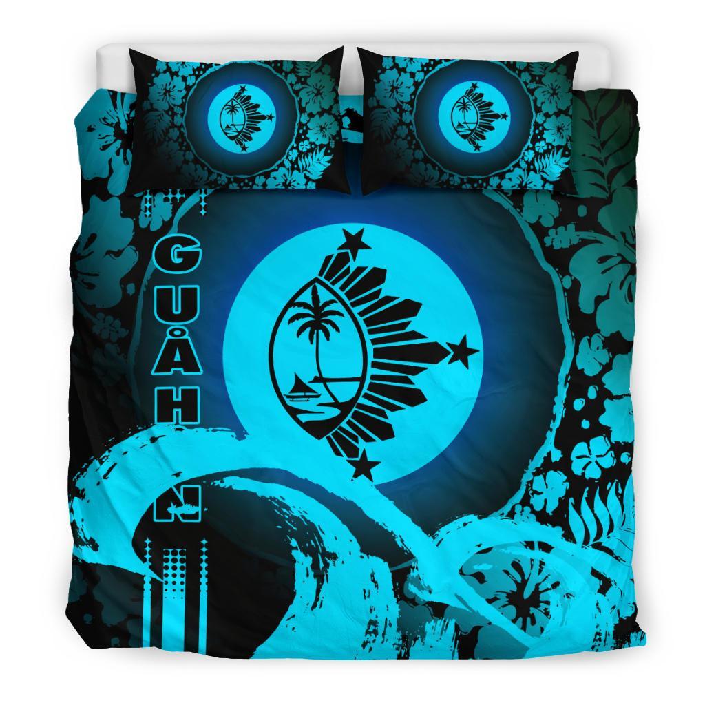 Guam Bedding Set - Hibiscus And Wave Navy - Polynesian Pride