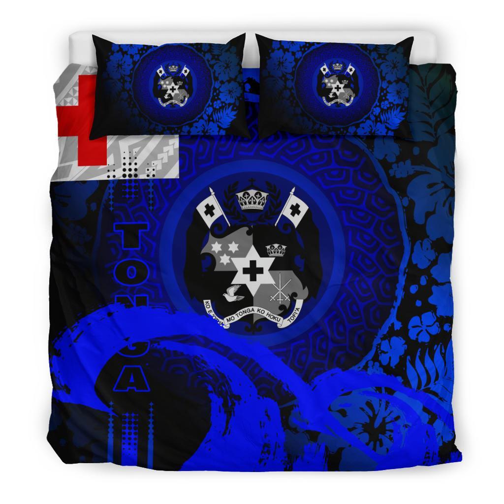 Tonga Duvet Cover Set - Hibiscus And Wave Blue Blue - Polynesian Pride