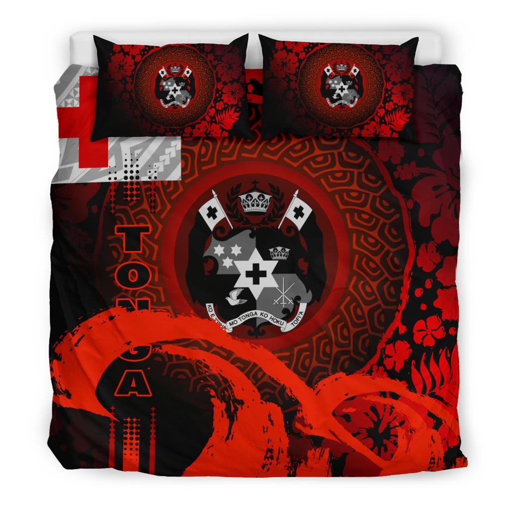 Tonga Duvet Cover Set - Hibiscus And Wave Red Red - Polynesian Pride