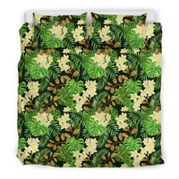 Hawaiian Tropical Leaves And Plumeria Polynesian Bedding Set - Polynesian Pride
