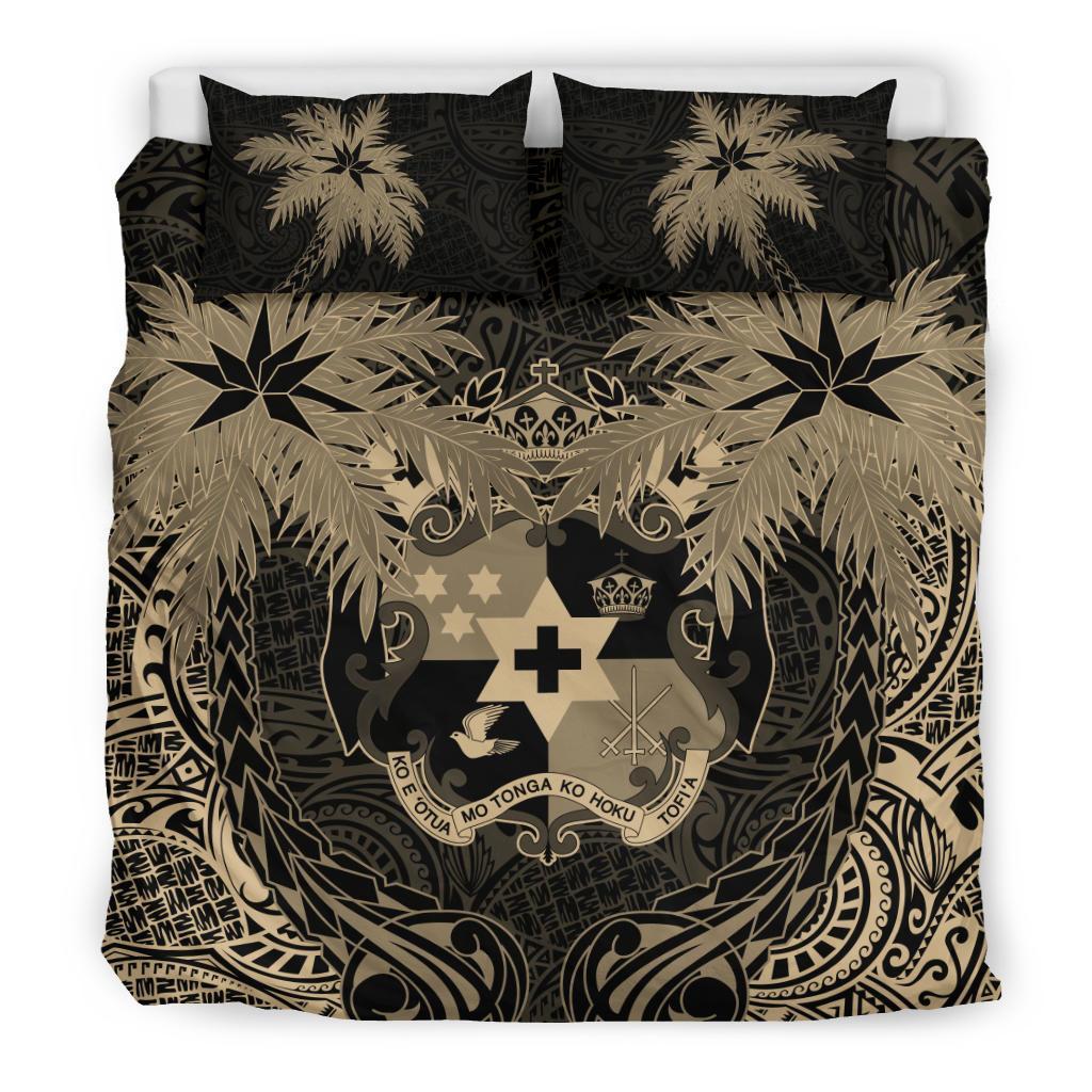 Tonga Duvet Cover Set - Tonga Coat Of Arms Coconut (Duvet Cover) Black - Polynesian Pride