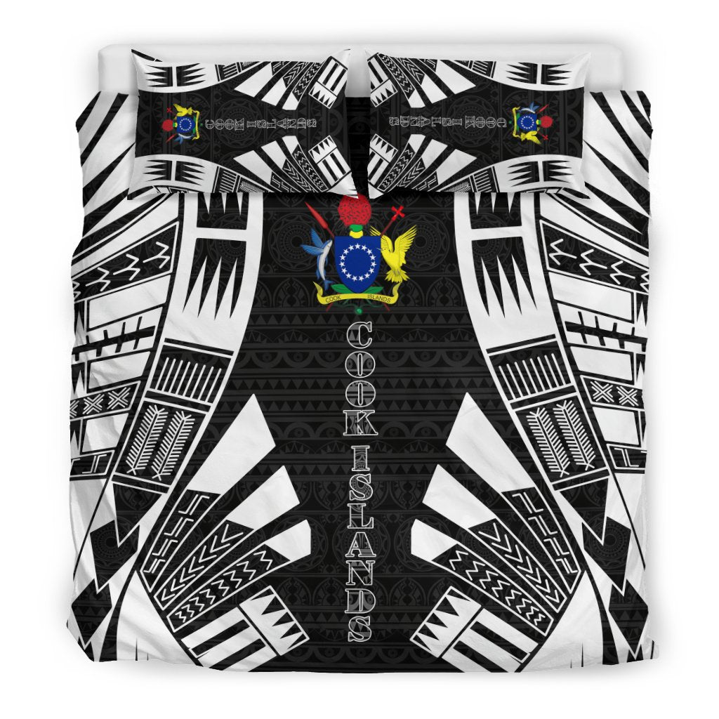 Cook Islands Duvet Cover Set - Polynesian Tattoo Black - Polynesian Pride