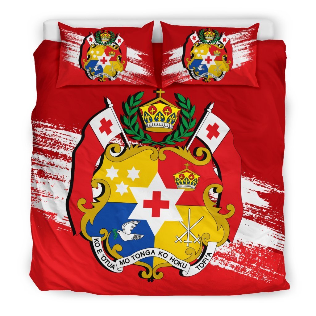 Tonga Duvet Cover Set - Tonga Coat Of Arms Premium Black - Polynesian Pride