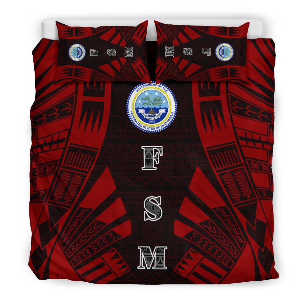 Federated States of Micronesia Duvet Cover Set - Polynesian Tattoo Red - Polynesian Pride