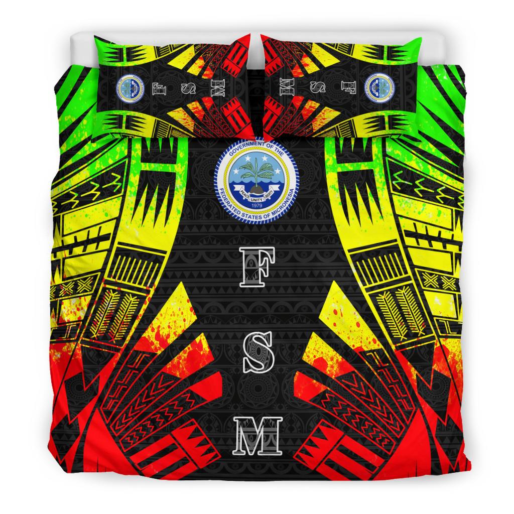 Federated States of Micronesia Duvet Cover Set - Polynesian Tattoo Reggae - Polynesian Pride