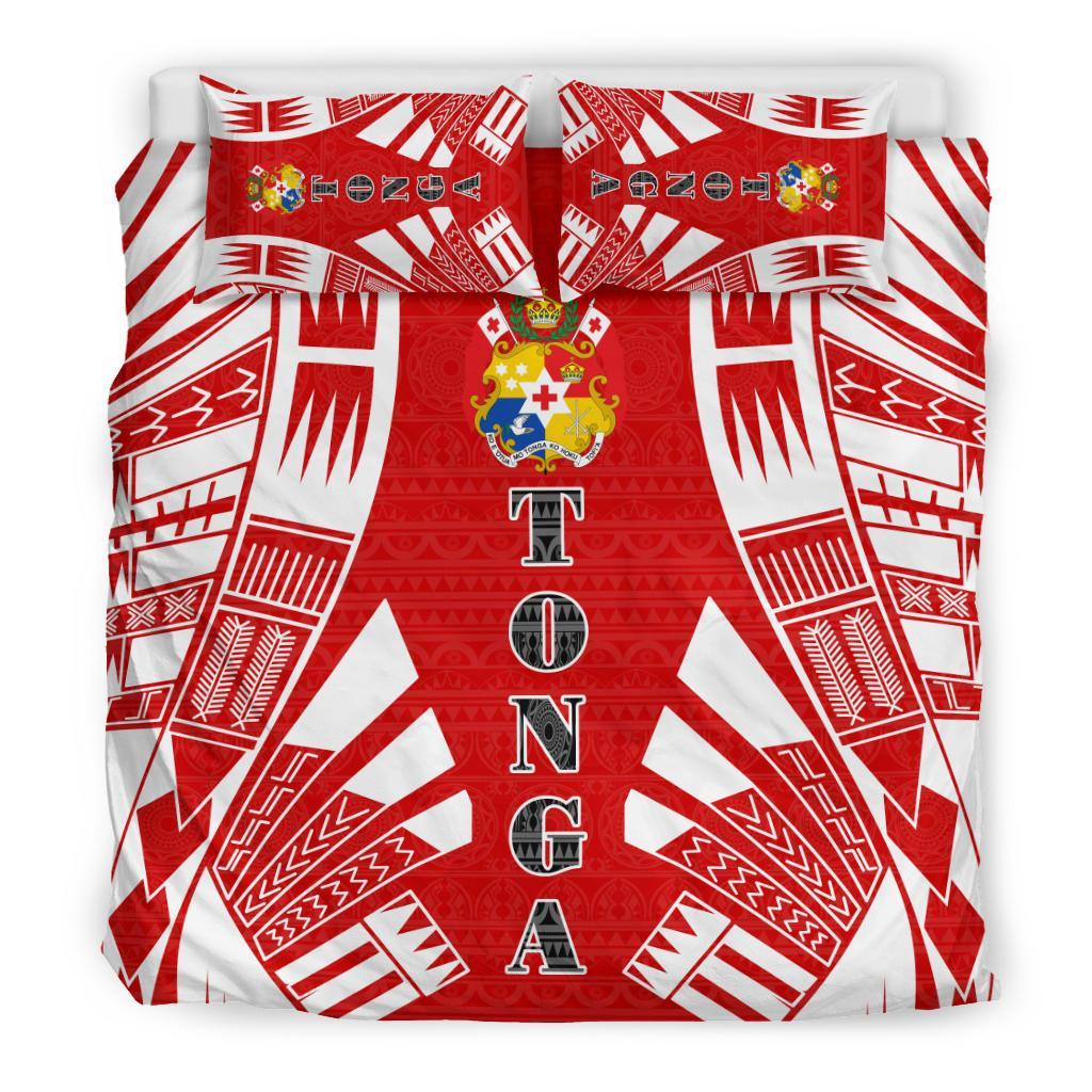 Tonga Duvet Cover Set - Polynesian Tattoo Flag Black - Polynesian Pride
