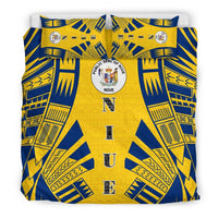 Niue Duvet Cover Set - Polynesian Tattoo Flag Yellow - Polynesian Pride