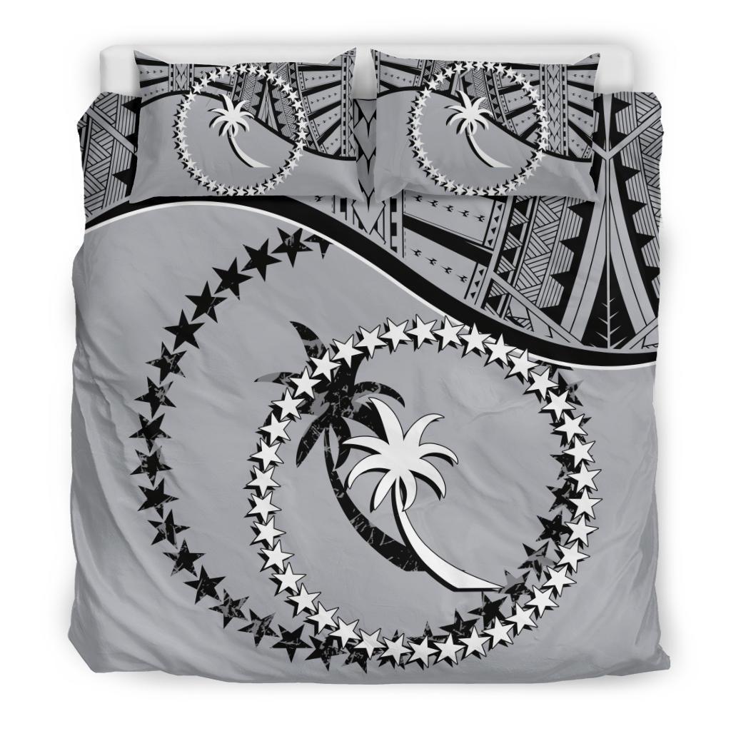 Chuuk Duvet Cover Set - Chuuk Flag Gray Black - Polynesian Pride