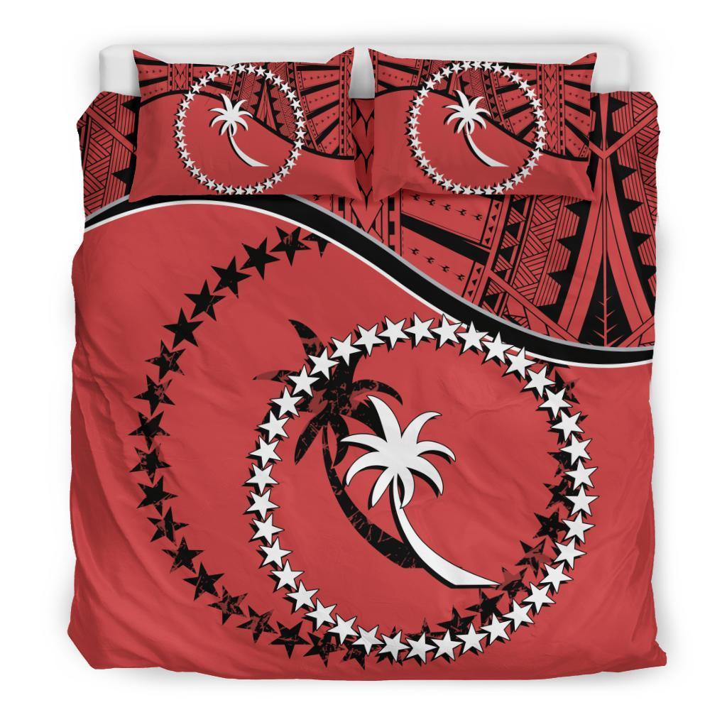 Chuuk Duvet Cover Set - Chuuk Flag Pink Black - Polynesian Pride