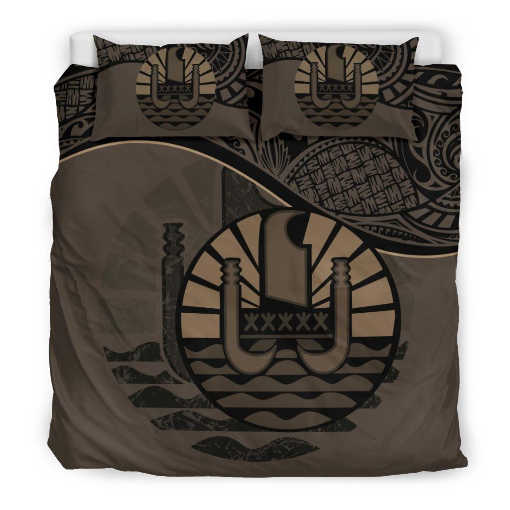 Polynesian Duvet Cover Set - Tahiti Bedding Set Brown Black - Polynesian Pride