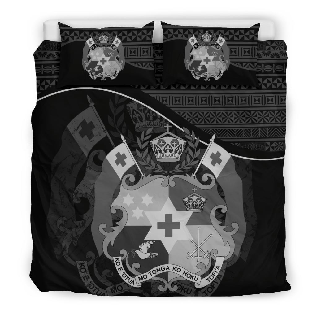 Tonga Duvet Cover Set - Tonga Coat Of Arms Black Black - Polynesian Pride