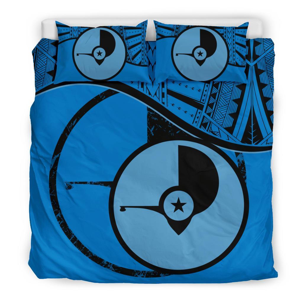 Yap Duvet Cover Set - Yap Flag Tattoo Blue Blue - Polynesian Pride