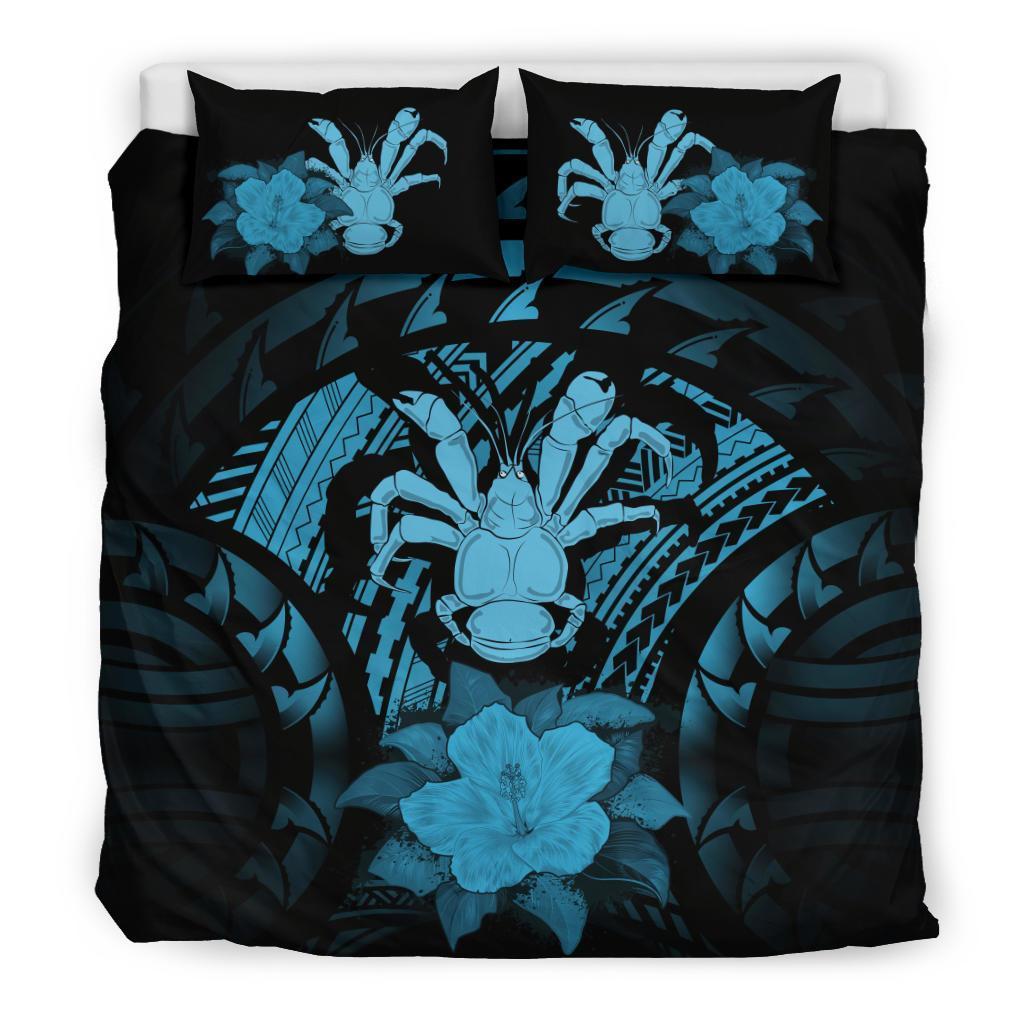 Tonga Duvet Cover Set - Tonga Coat Of Arms & Reggae Hibiscus Blue - Polynesian Pride