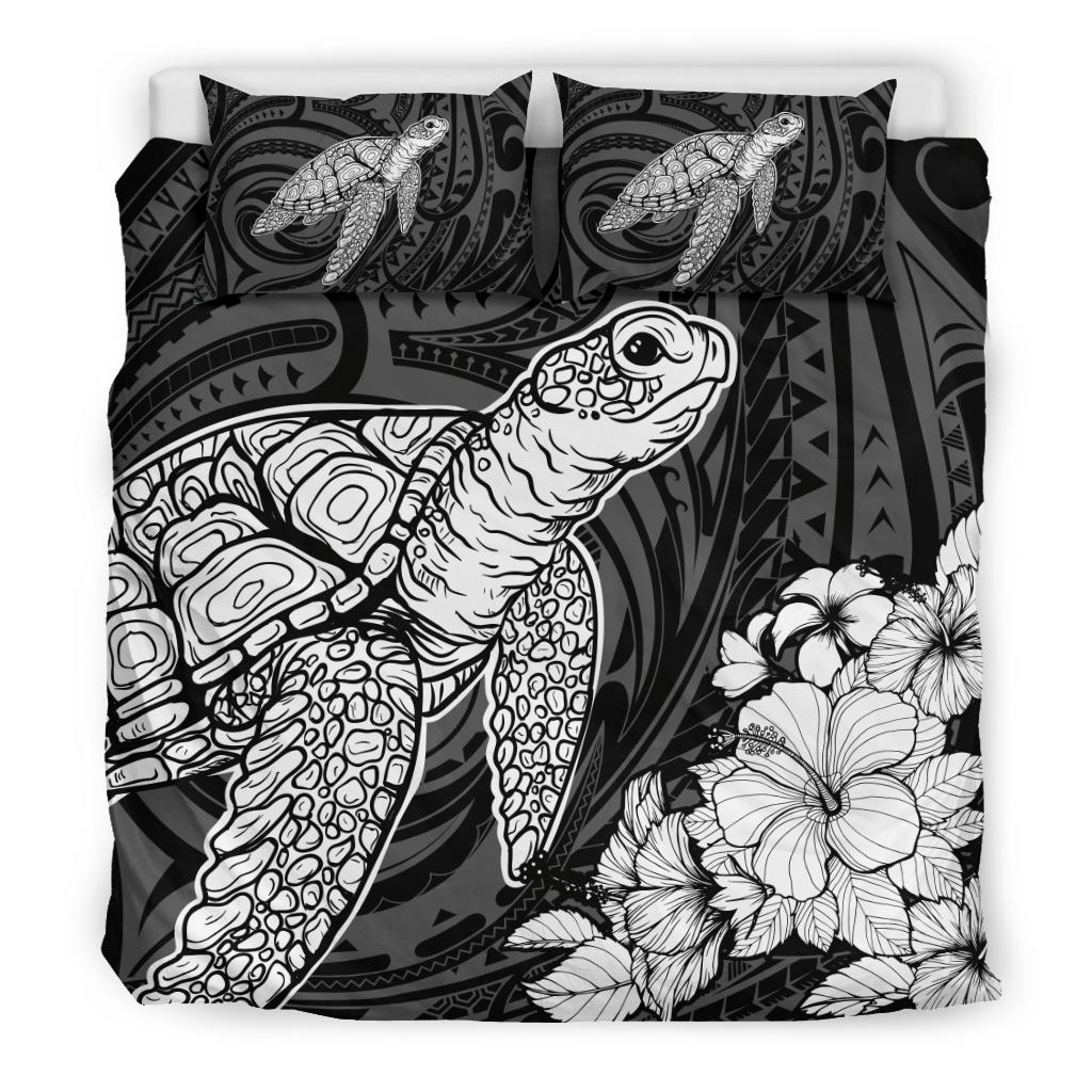 Hawaiian Hibiscus Polynesian Memory Turtle Polynesian Bedding Set White - Polynesian Pride