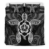 Hawaiian Turtle Hibiscus Polynesian Bedding Set White - Polynesian Pride