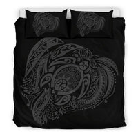 Hawaiian Turtle Hibiscus Polynesian Bedding Set Simple Grey - Polynesian Pride
