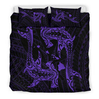 Hawaiian Map Hamerhead Shark Yin Yang Polynesian Bedding Set - Purple - Polynesian Pride