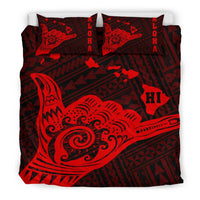 Hawaiian Shaka Aloha Map Polynesian Bedding Set Red - Polynesian Pride