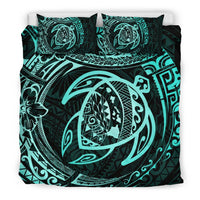 Hawaiian Map Hibiscus Turtle Polynesian Bedding Set - Polynesian Pride
