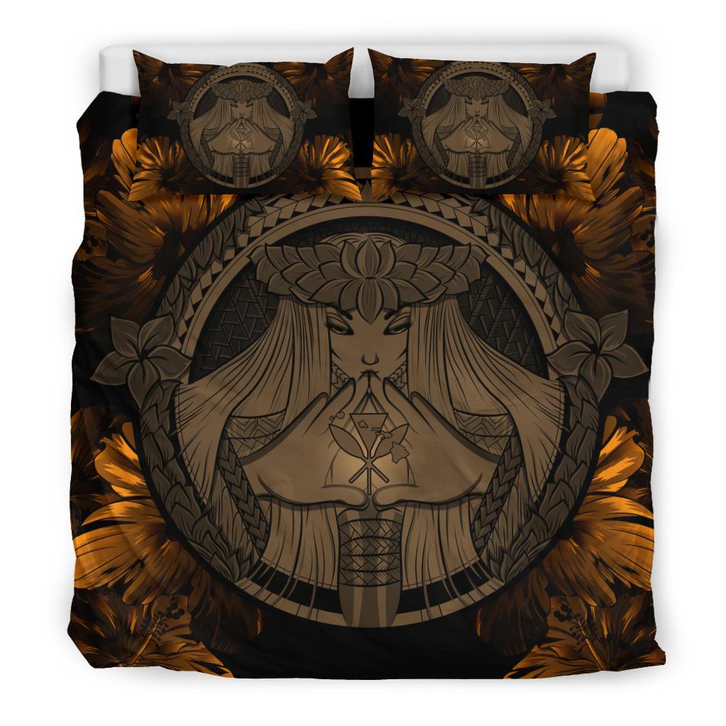 Hawaiian Map Madame Pele Kanaka Polynesian Bedding Set - Polynesian Pride