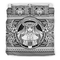 Hawaiian Map Madame Pele Kanaka Plumeria Polynesian Bedding Set White - Polynesian Pride