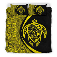 Hawaiian Map Turtle Polynesian Bedding Set - Yellow - Circle Style - Polynesian Pride