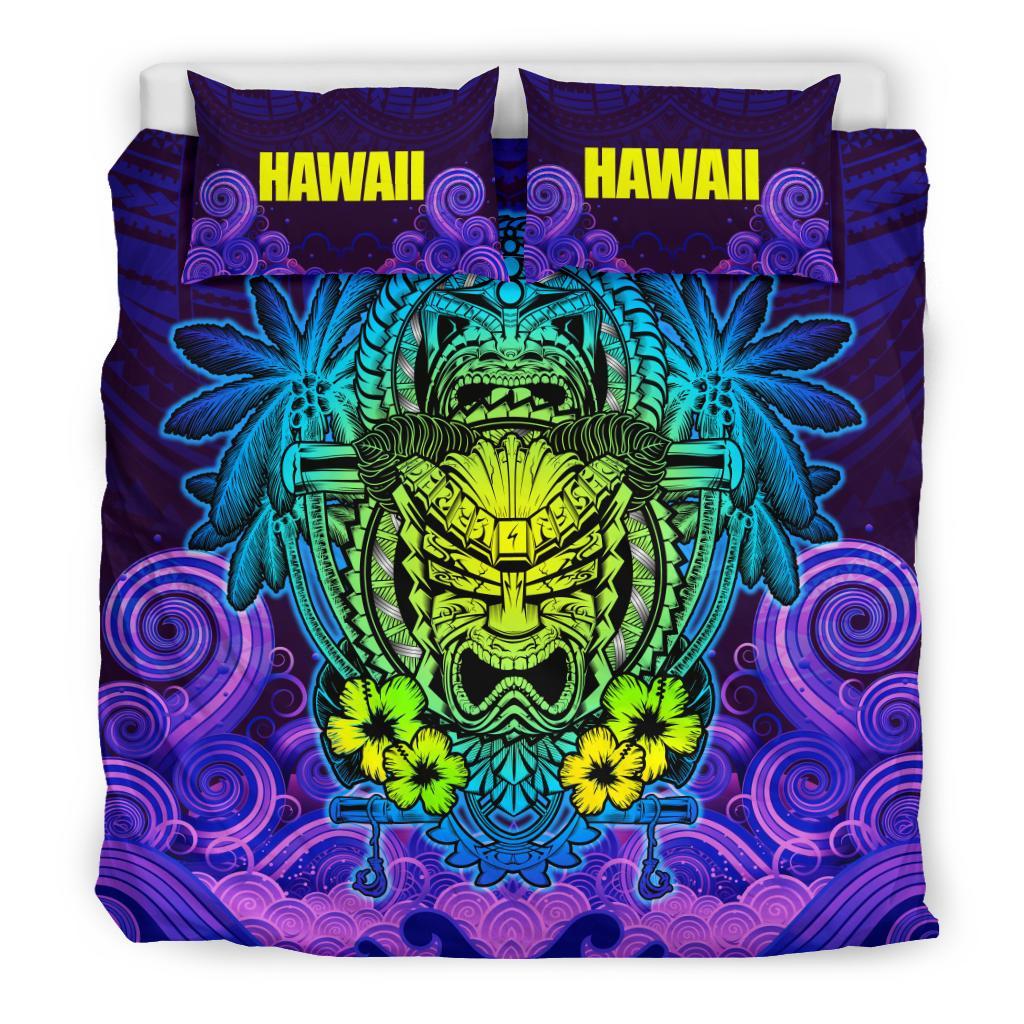 Polynesian Hawaii Duvet Cover Set - Hawaiian Tiki (Purple) - Polynesian Pride