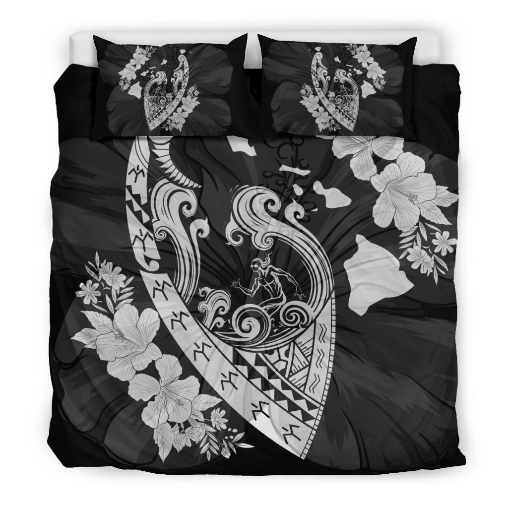 Hawaiian Fish Hook Hibiscus Banzai Surfing Polynesian Bedding Set - Polynesian Pride
