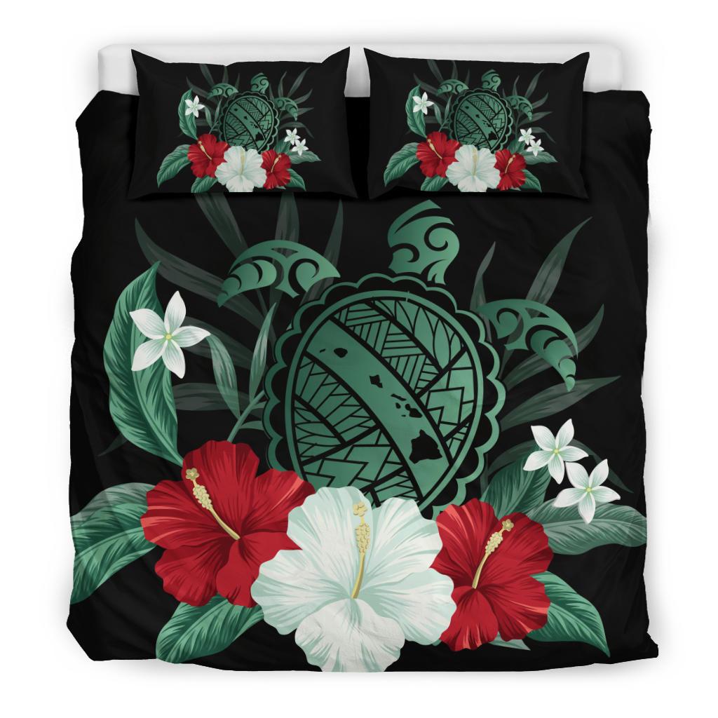 Hawaiian Map Turtle Hibiscus Polynesian Bedding Set - Polynesian Pride