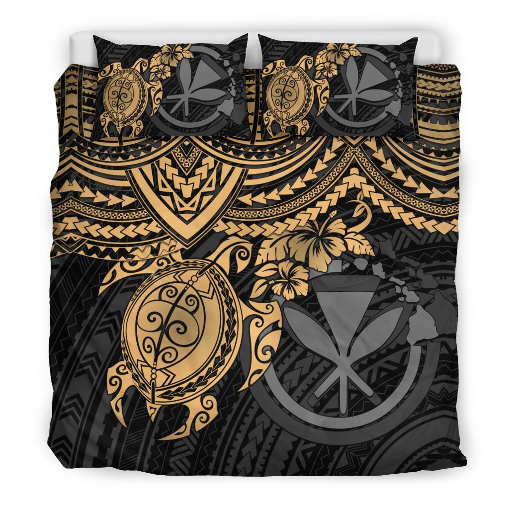 Polynesian Hawaii Duvet Cover Set - Gold Turtle - Polynesian Pride