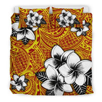 Hawaiian Plumeria Tribe Yellow Red Polynesian Bedding Set - Polynesian Pride