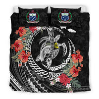 Polynesian Duvet Cover Set - Samoa Bedding Set Polynesia Map Turtle Hibiscus Black - Polynesian Pride