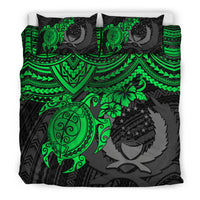 Pohnpei Polynesian Duvet Cover Set - Polynesian Green Turtle - Polynesian Pride