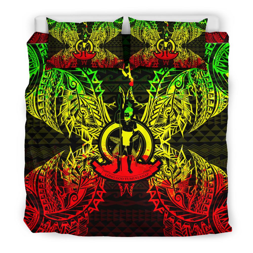 Polynesian Bedding Set - Vanuatu Duvet Cover Set Map Reggae - Polynesian Pride