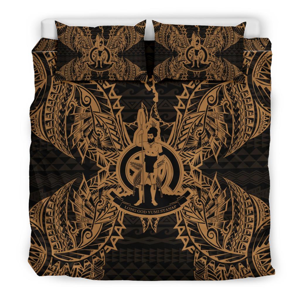 Polynesian Bedding Set - Vanuatu Duvet Cover Set Map Gold - Polynesian Pride