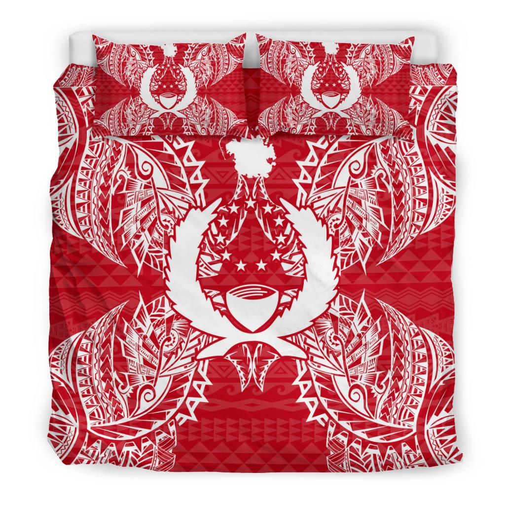 Polynesian Bedding Set - Pohnpei Duvet Cover Set Map Red White - Polynesian Pride