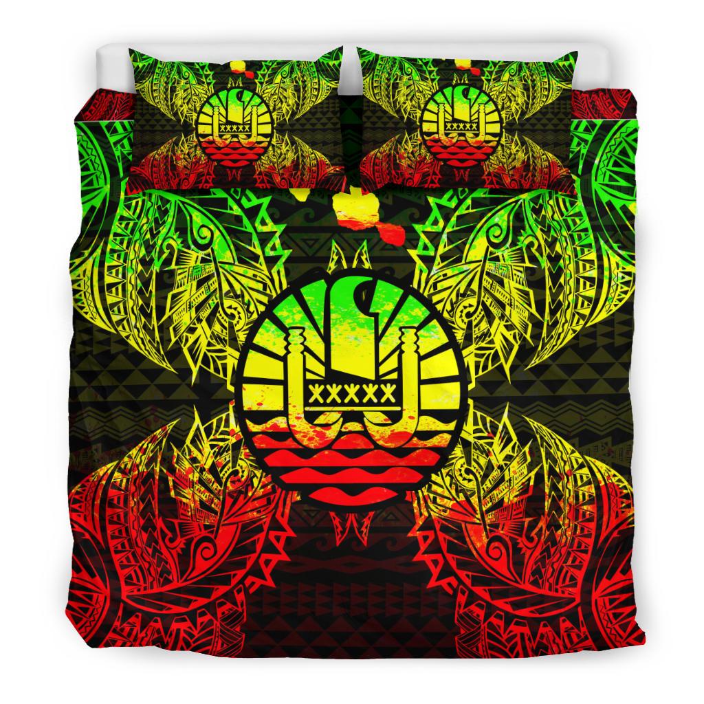 Polynesian Bedding Set - French Polynesia Duvet Cover Set Map Reggae - Polynesian Pride