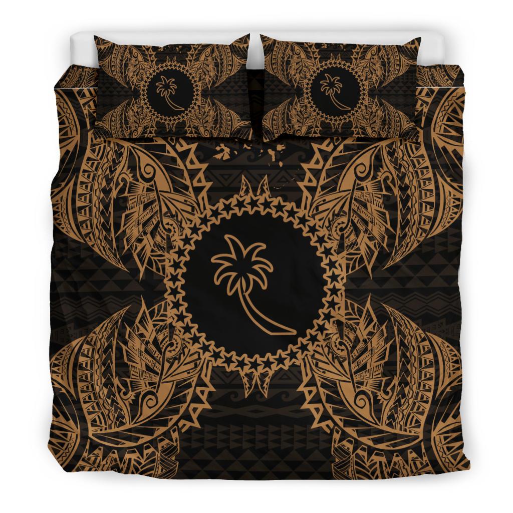 Polynesian Bedding Set - Chuuk Duvet Cover Set Map Gold - Polynesian Pride