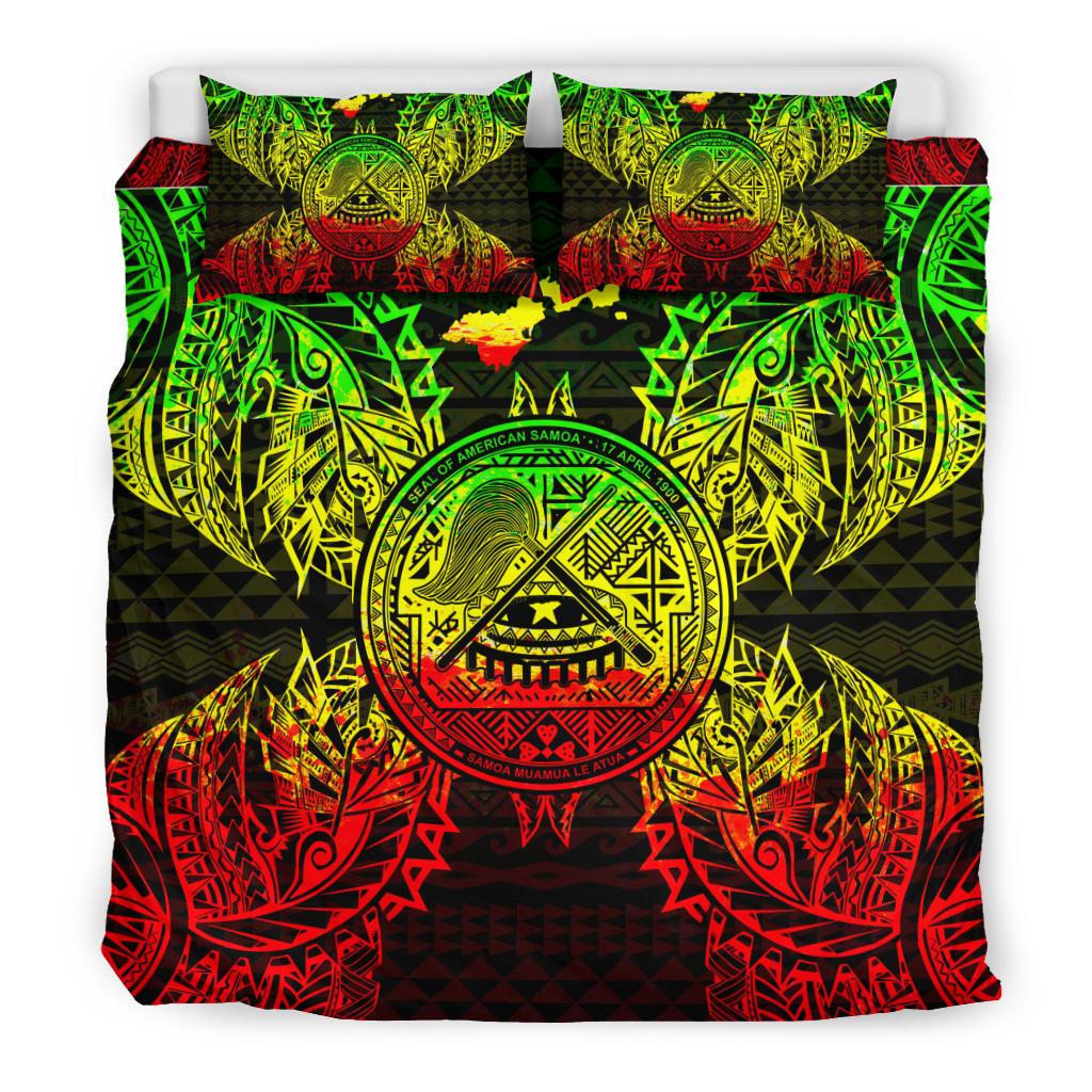 Polynesian Bedding Set - American Samoa Duvet Cover Set Map Reggae - Polynesian Pride