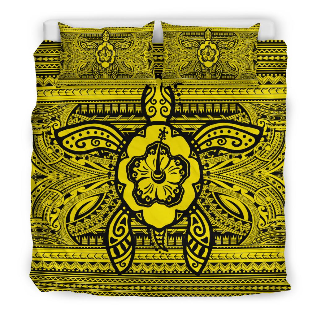 Hawaiian Turtle Polyensian Tribal Bedding Set Yellow - Polynesian Pride