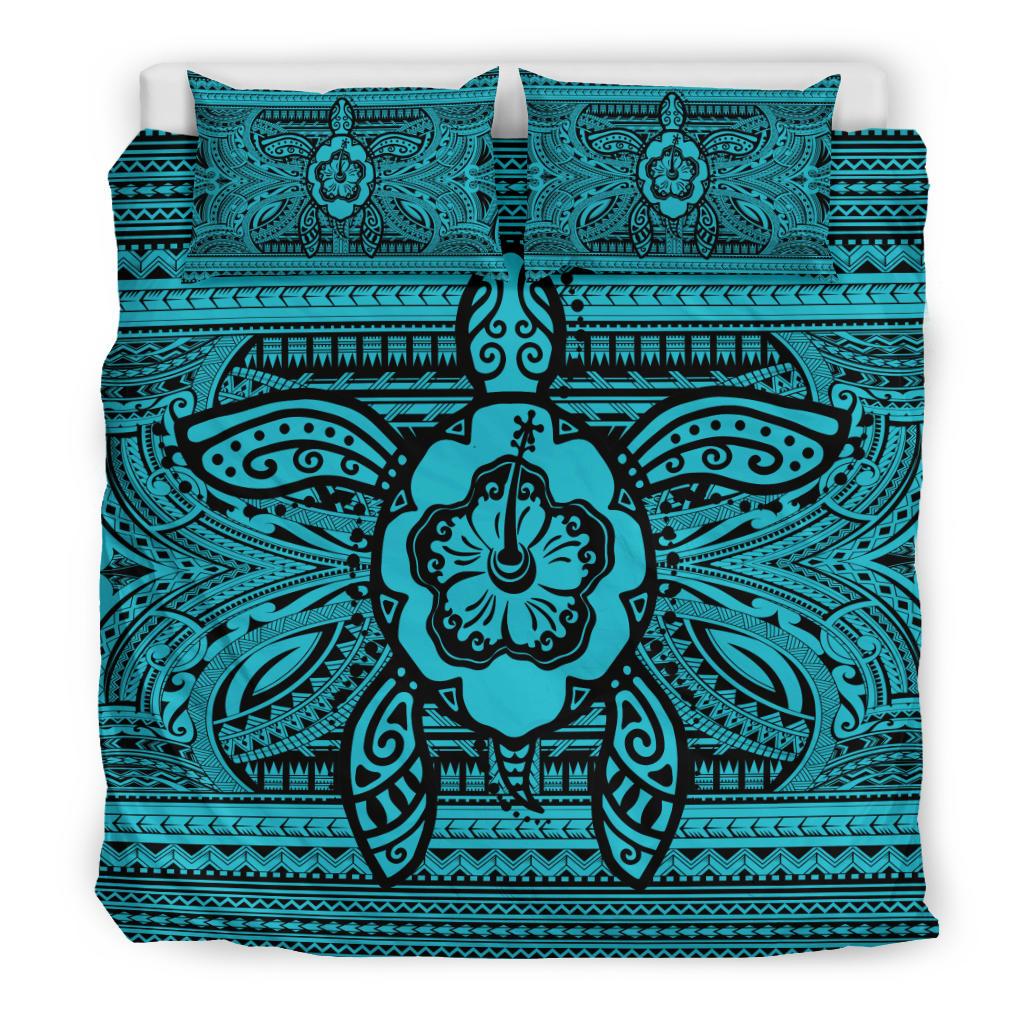 Hawaiian Turtle Polyensian Tribal Bedding Set Blue - Polynesian Pride