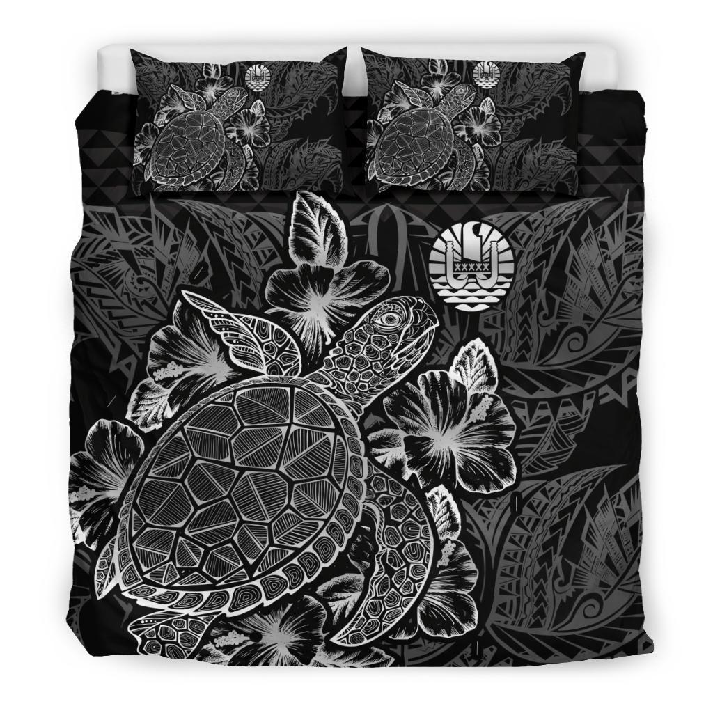 Polynesian Bedding Set - Tahiti Duvet Cover Set Black Color Black - Polynesian Pride