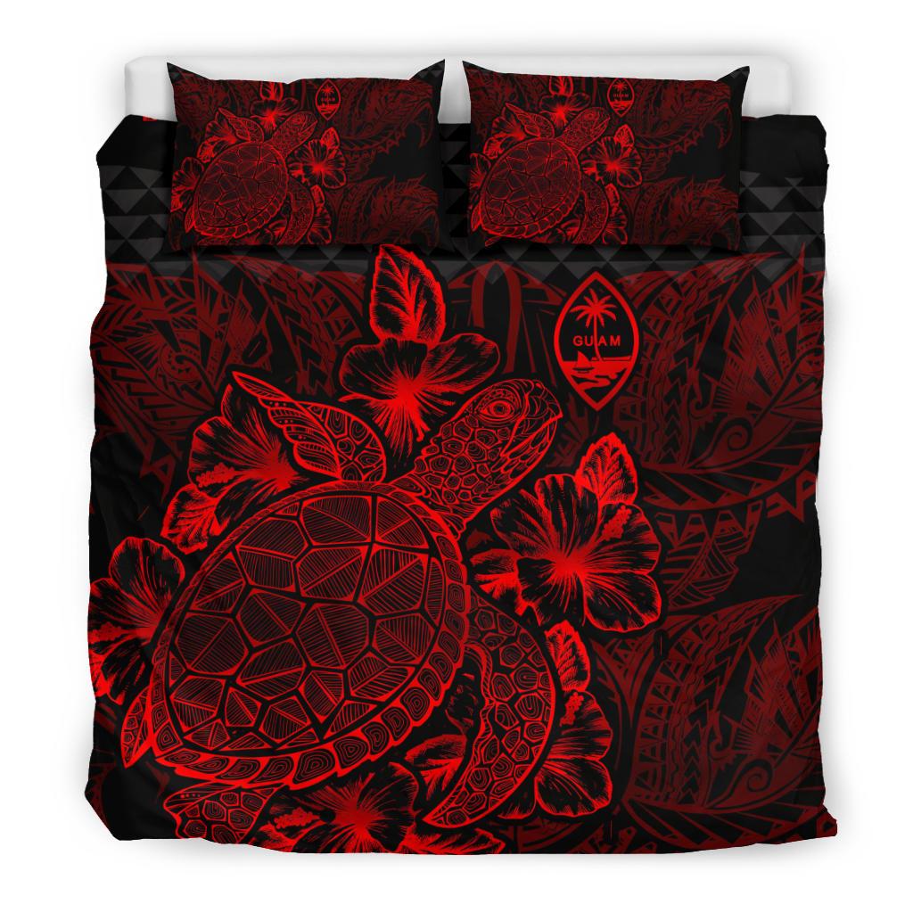 Polynesian Bedding Set - Guam Duvet Cover Set Red Color Red - Polynesian Pride