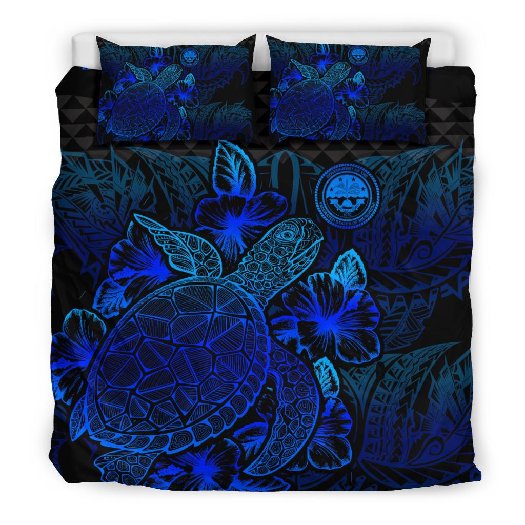 Polynesian Bedding Set - Federated States Of Micronesia Duvet Cover Set Blue Color Blue - Polynesian Pride