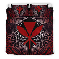 Polynesian Bedding Set - Hawaii Duvet Cover Set Red Hibiscus Coat Of Arms - Polynesian Pride