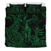 Polynesian Bedding Set - Hawaii Duvet Cover Set Hula Girl Green - Polynesian Pride