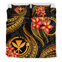 Polynesian Hawaii Bedding Set - Kanaka Maoli Duvet Cover Set - Gold Plumeria - Polynesian Pride