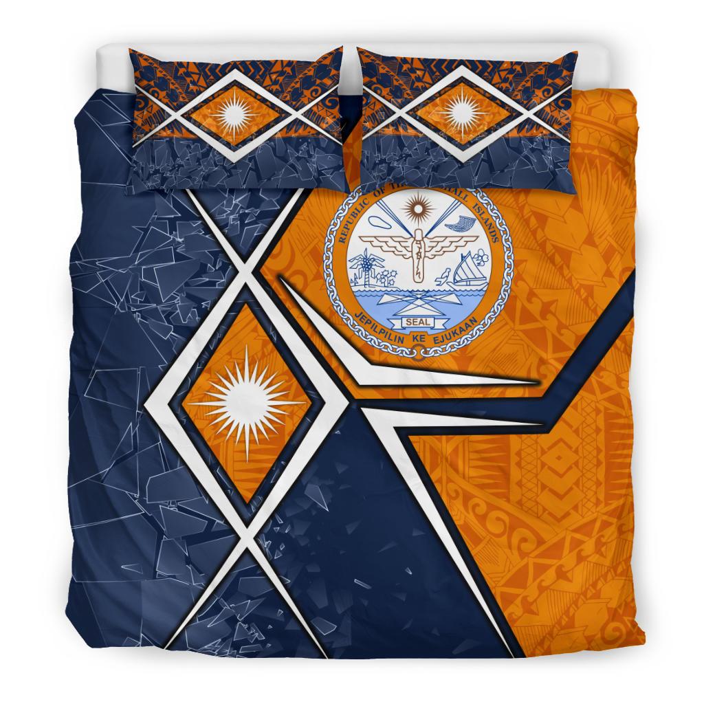 Marshall Islands Bedding Set - Marshall Islands Flag with Polynesian Patterns - Polynesian Pride