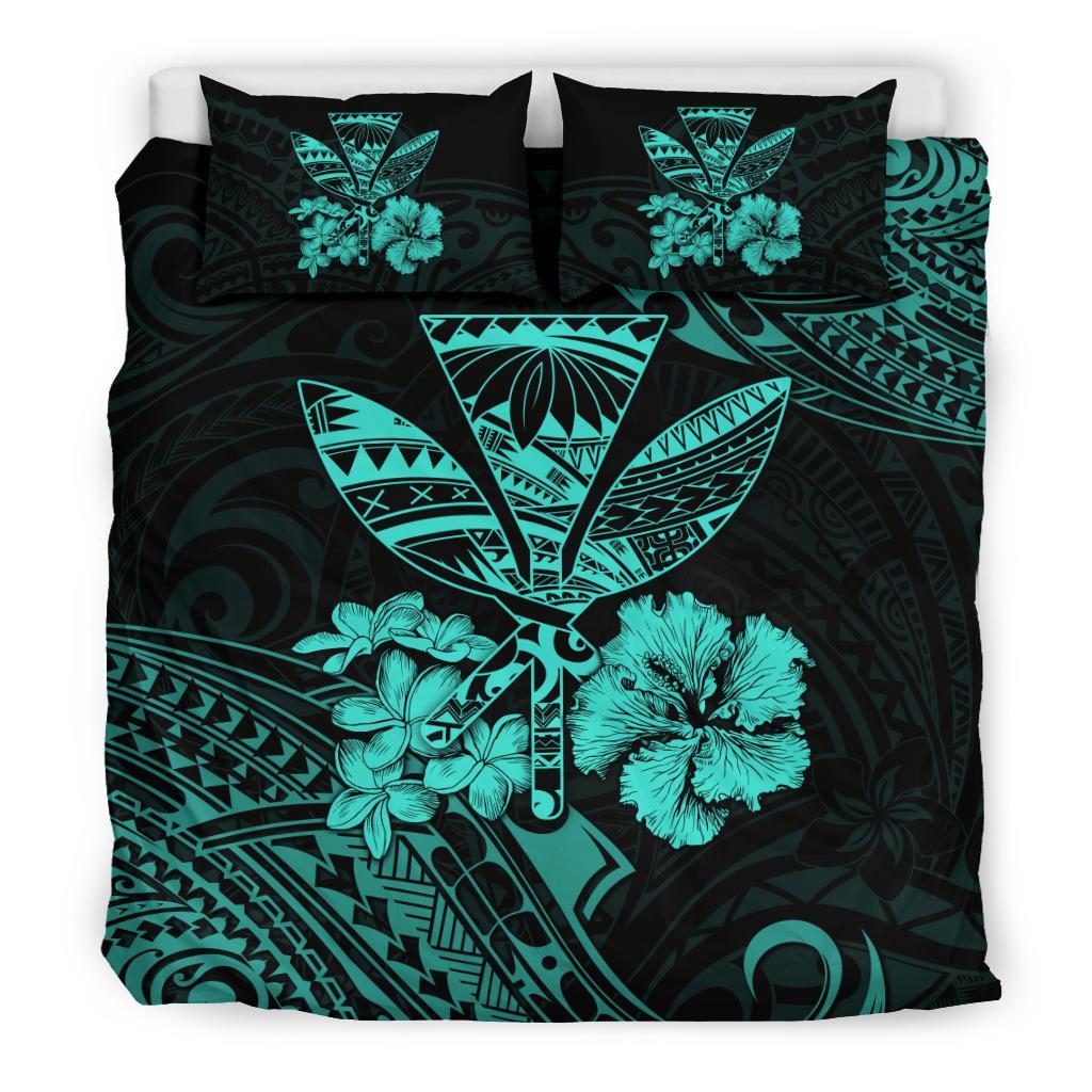 Hawaiian Bedding Set - Kanaka Maoli Polynesian Turquoise - Polynesian Pride