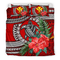 Kanaka Maoli (Hawaiian) Bedding Set - Polynesian Turtle Hibiscus Red - Polynesian Pride